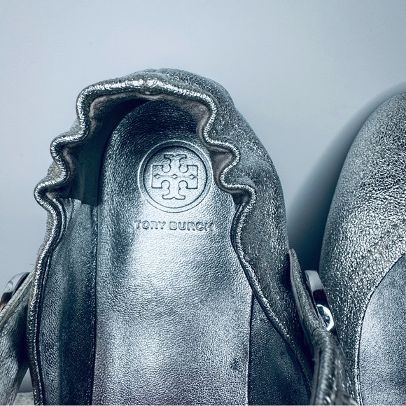 TORY BURCH - Silver MINNIE Crystal Embellished 2way ballet flats/MaryJanes, 9.5M - Picture 12 of 13